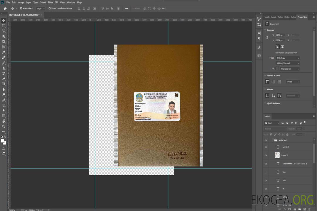 Photolook d'identité d'Angola AVANT template Photolook d'identité d'Angola AVANT template